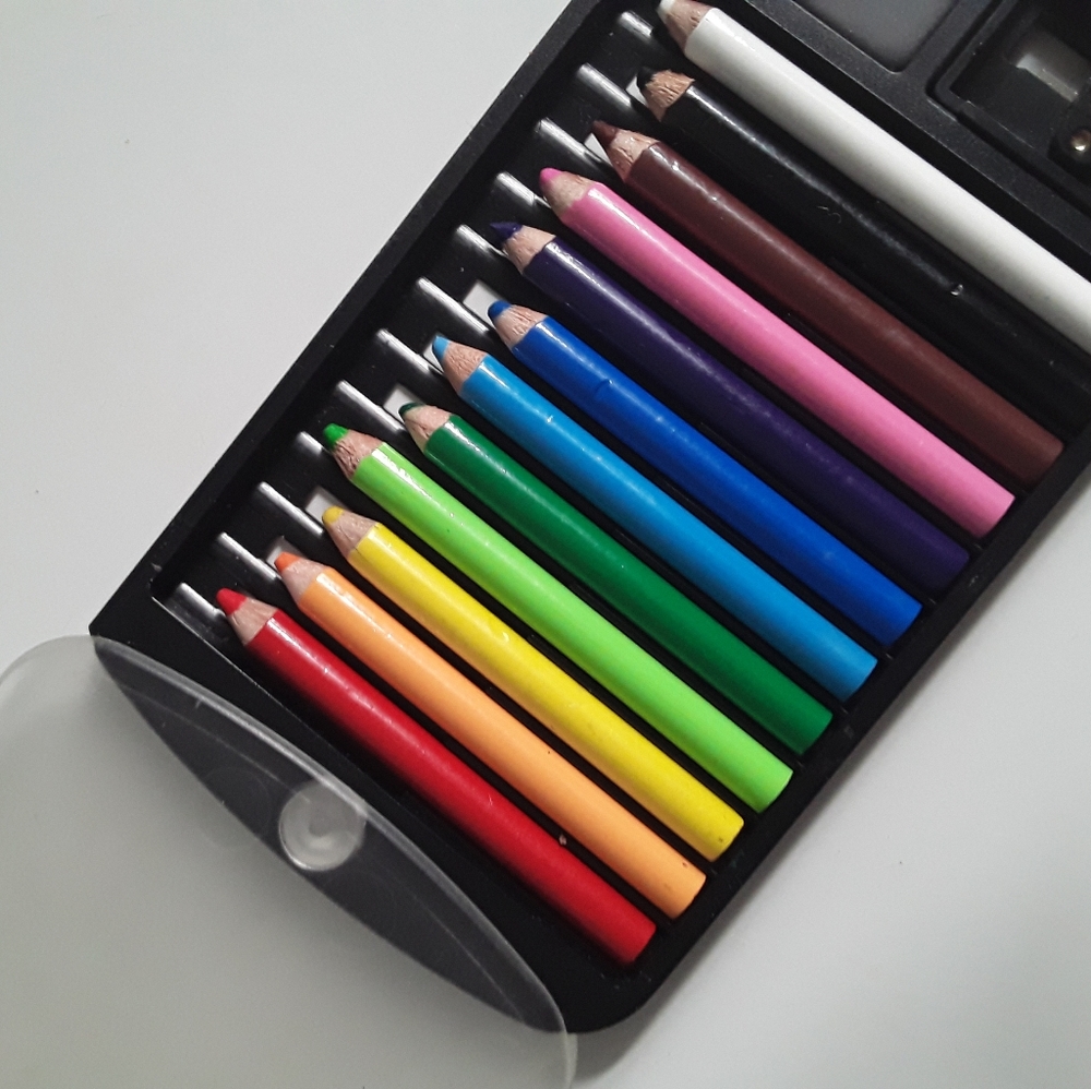 Mini colored pencils with eraser and sharpener